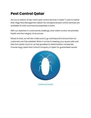 Pest Control Qatar