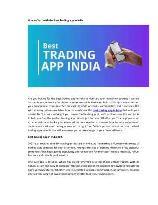 How to Start with the Best Trading app in India