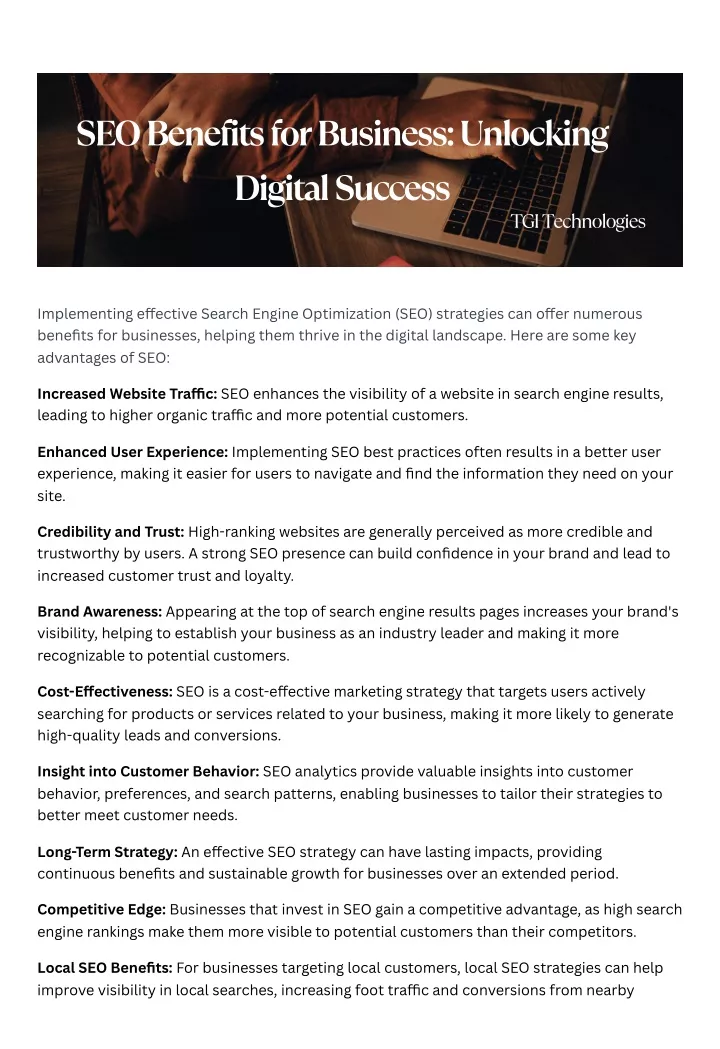 seo benefits for business unlocking digital