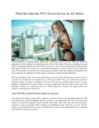 find out what the nyc escort service is all about
