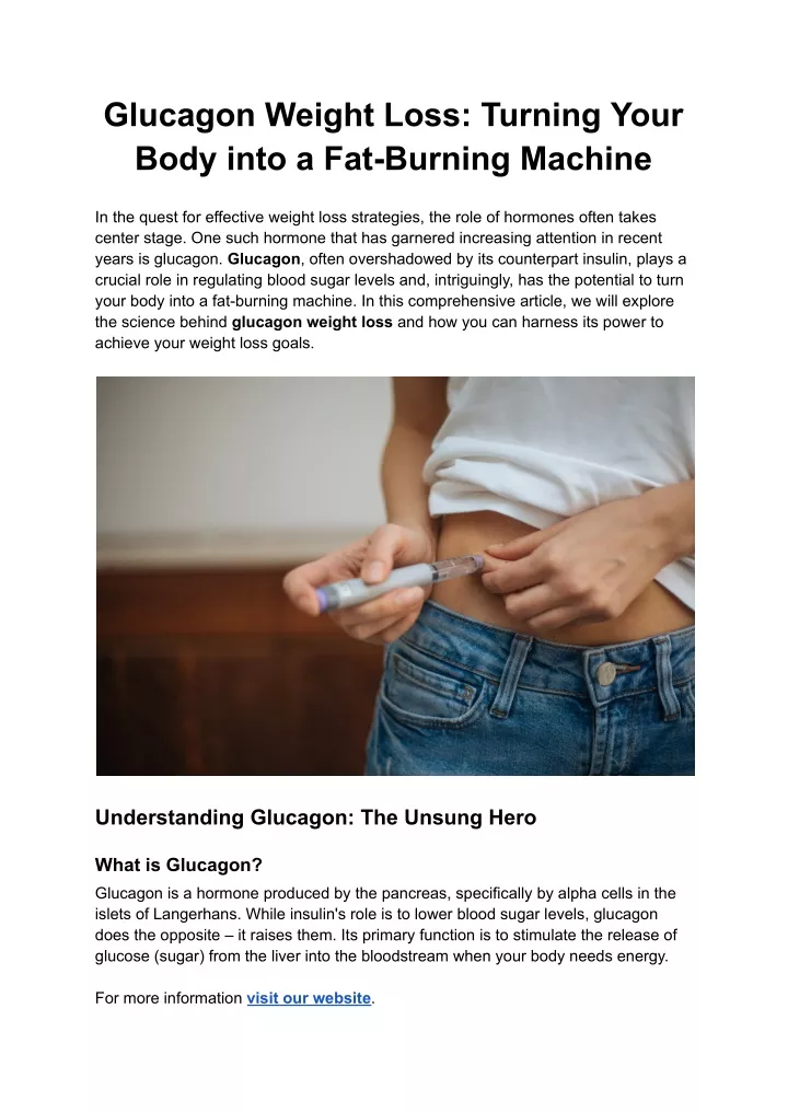 glucagon weight loss turning your body into