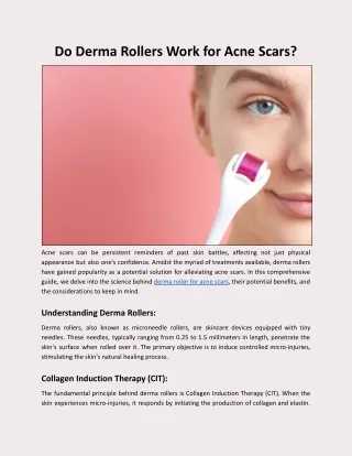Do Derma Rollers Work for Acne Scars?