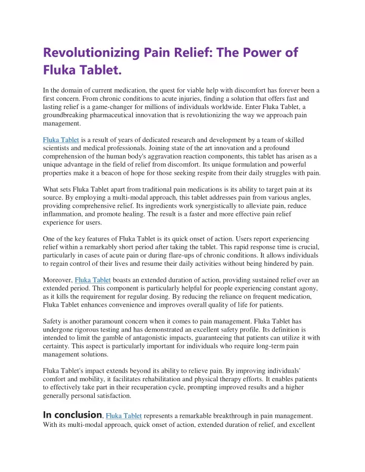 revolutionizing pain relief the power of fluka