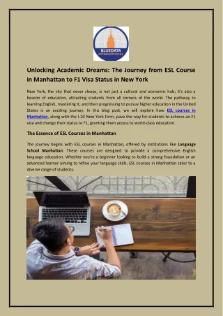 Unlocking Academic Dreams-The Journey from ESL Course in Manhattan to F1 Visa Status in New York