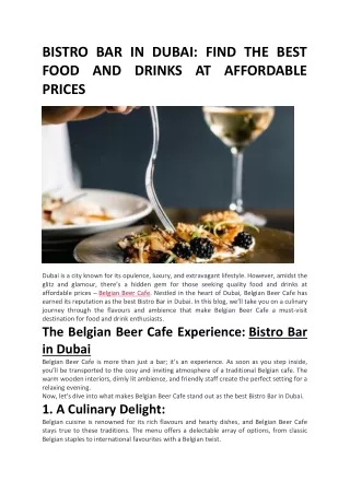 BISTRO BAR IN DUBAI FIND THE BEST FOOD AND DRINKS AT AFFORDABLE PRICES