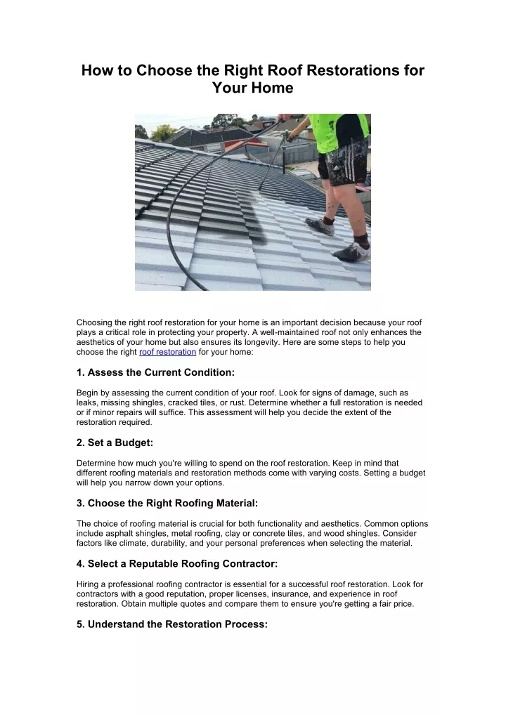how to choose the right roof restorations
