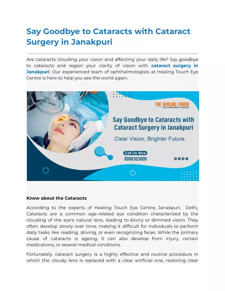 say goodbye to cataracts with cataract surgery