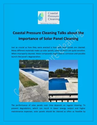 Coastal Pressure Cleaning Talks about the Importance of Solar Panel Cleaning