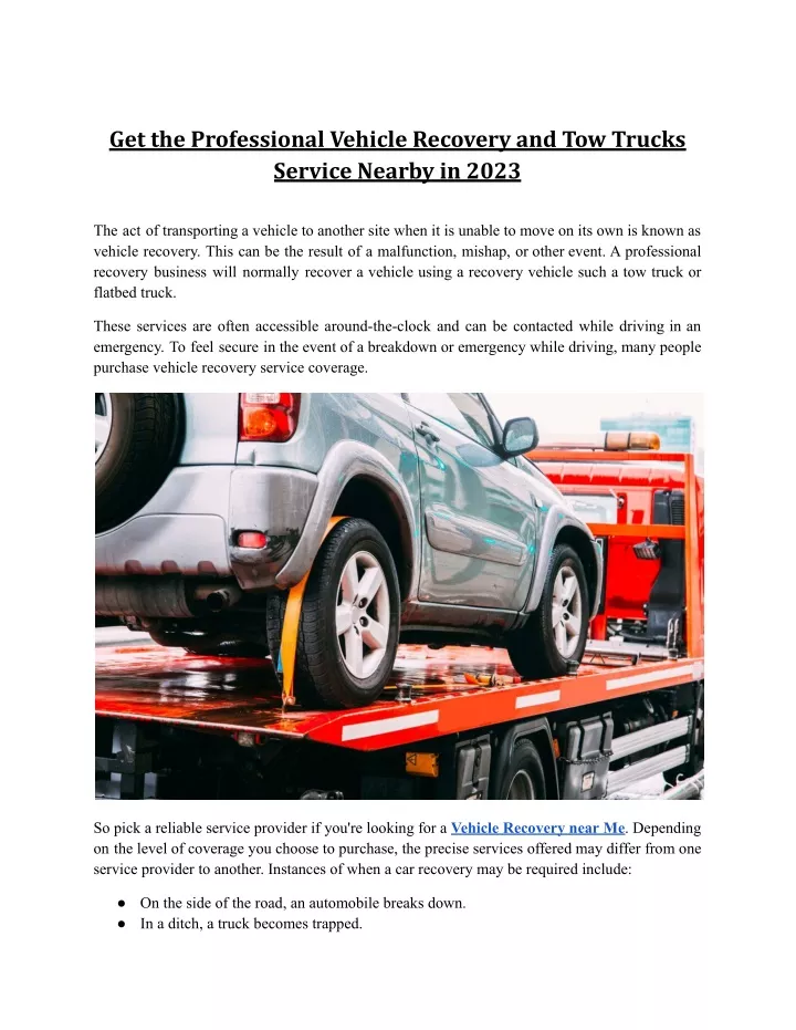 get the professional vehicle recovery