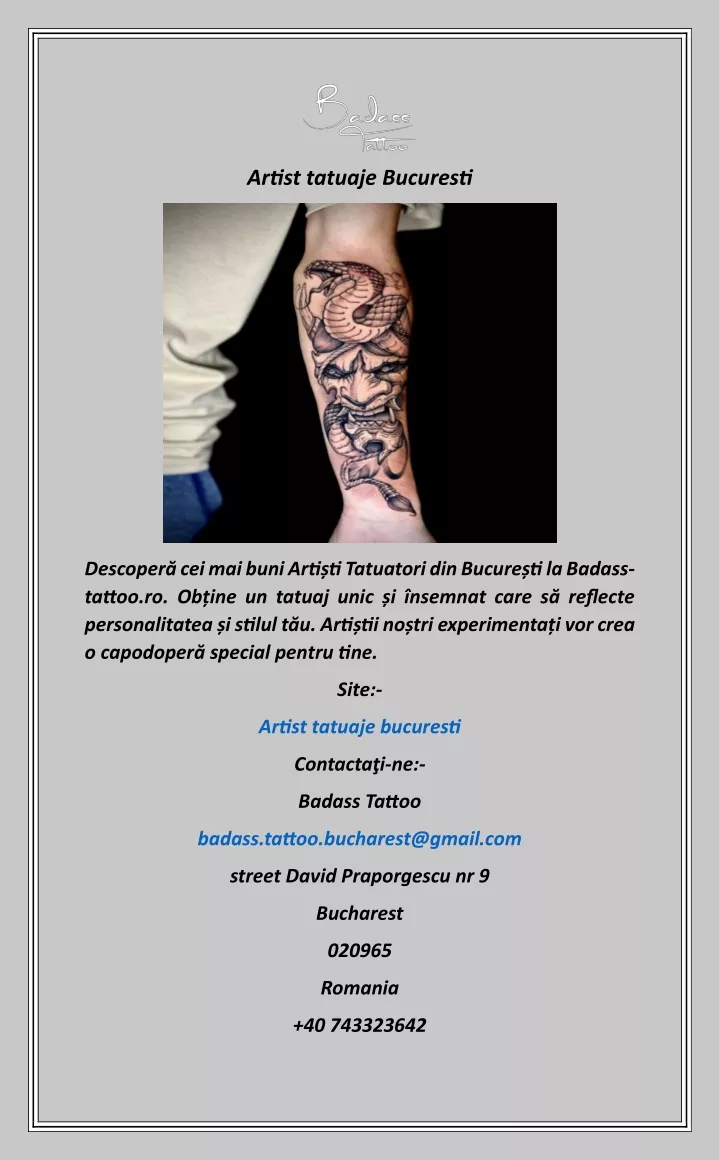 artist tatuaje bucuresti