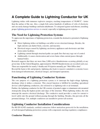 A Complete Guide to Lightning Conductor for UK