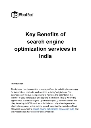 Key Benefits of search engine optimization services in india