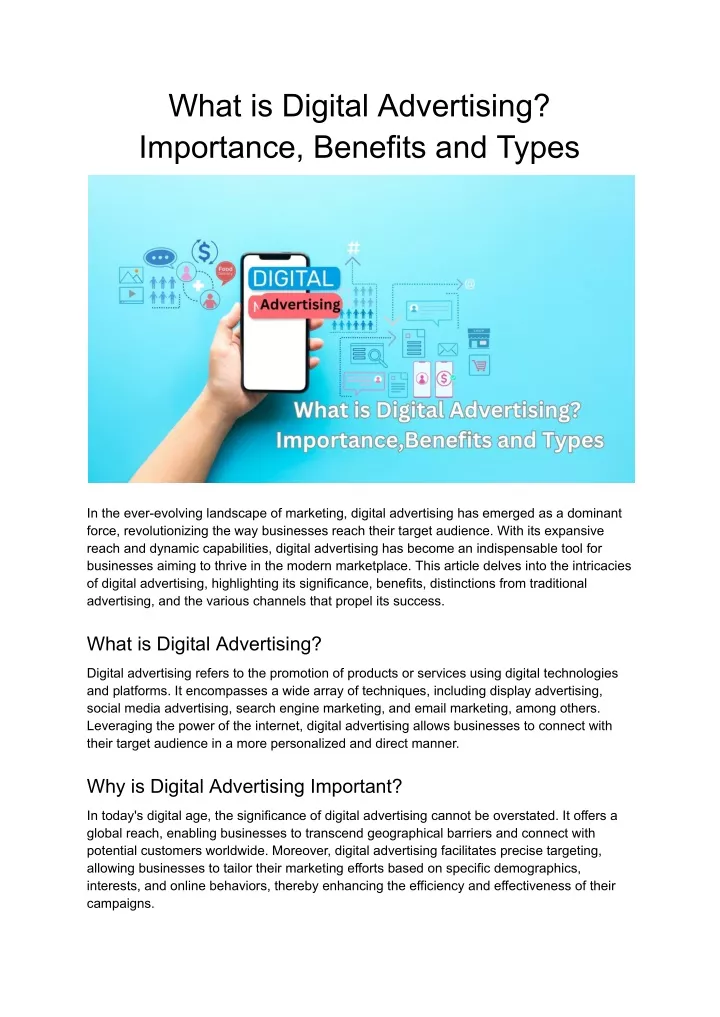 PPT - What is Digital Advertising_ Importance, Benefits and Types ...