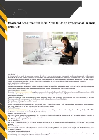 Chartered Accountant in India: Your Guide to Professional Financial Expertise