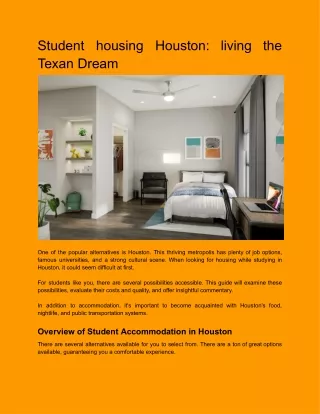 Student Housing Houston - Living the Texan Dream