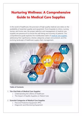 A Comprehensive Guide to Medical Care Supplies