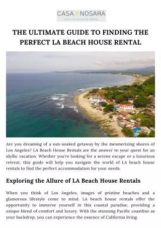 The Ultimate Guide to Finding the Perfect LA Beach House Rental