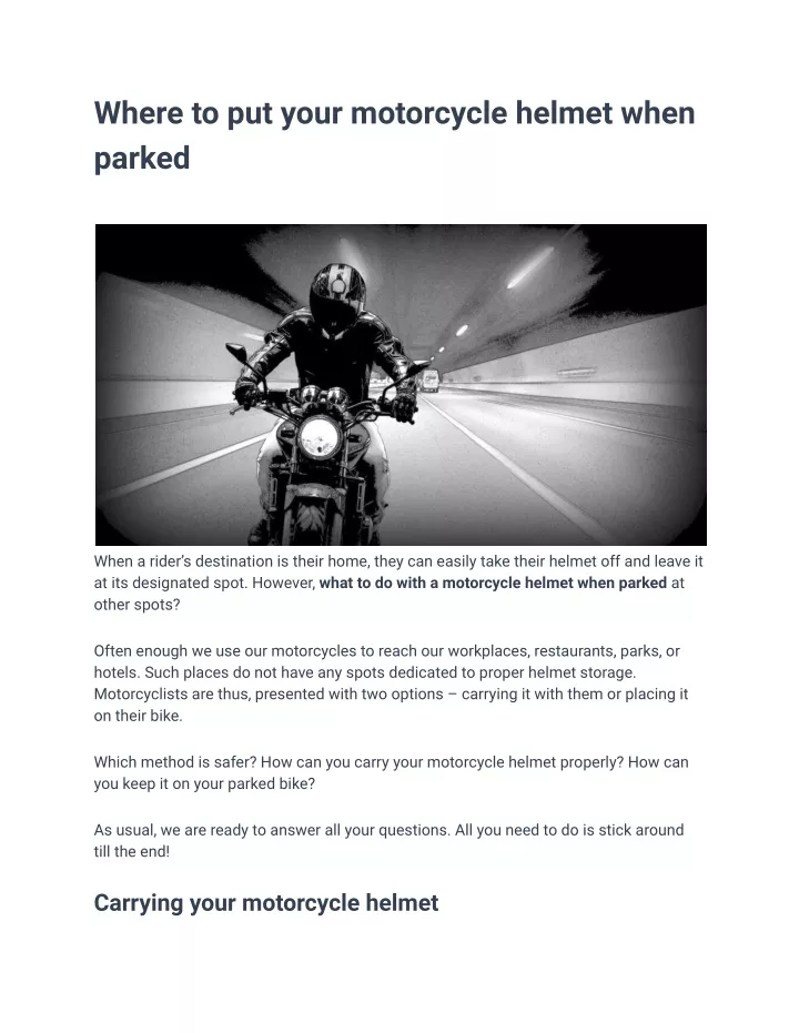 PPT - Where to put your motorcycle helmet when parked PowerPoint