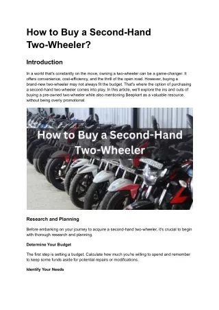 how to buy a second hand two wheeler
