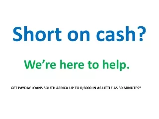 Payday Loans South Africa With Same Day Approval - Direct Money