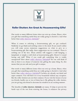 Roller Shutters Are Great As Housewarming Gifts