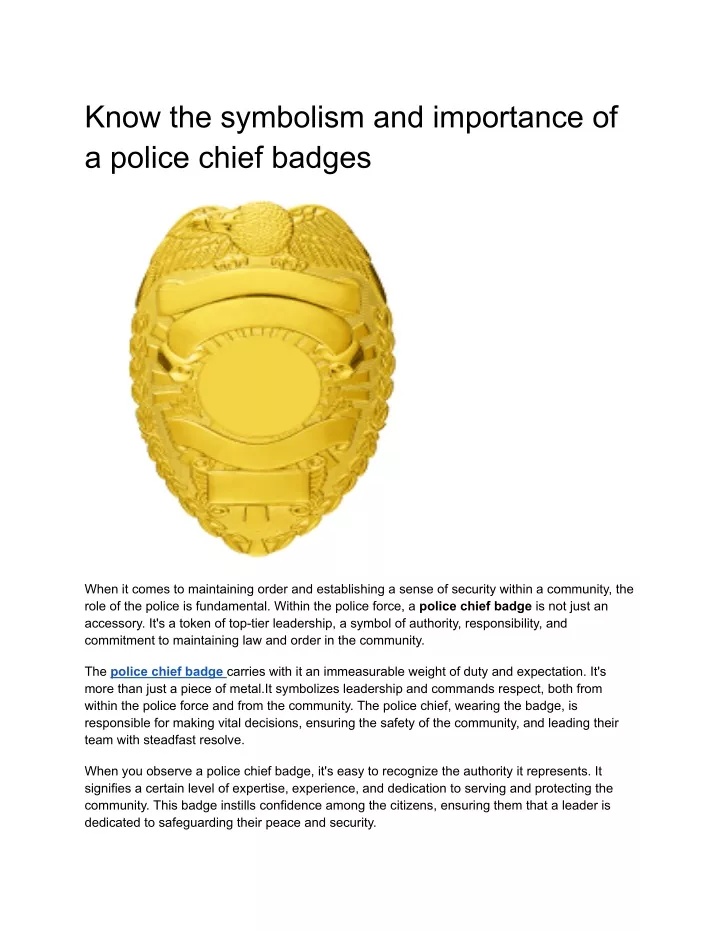 know the symbolism and importance of a police