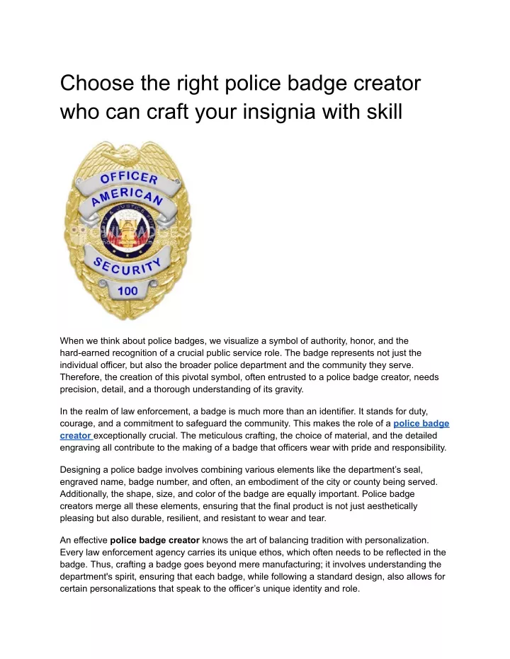 choose the right police badge creator
