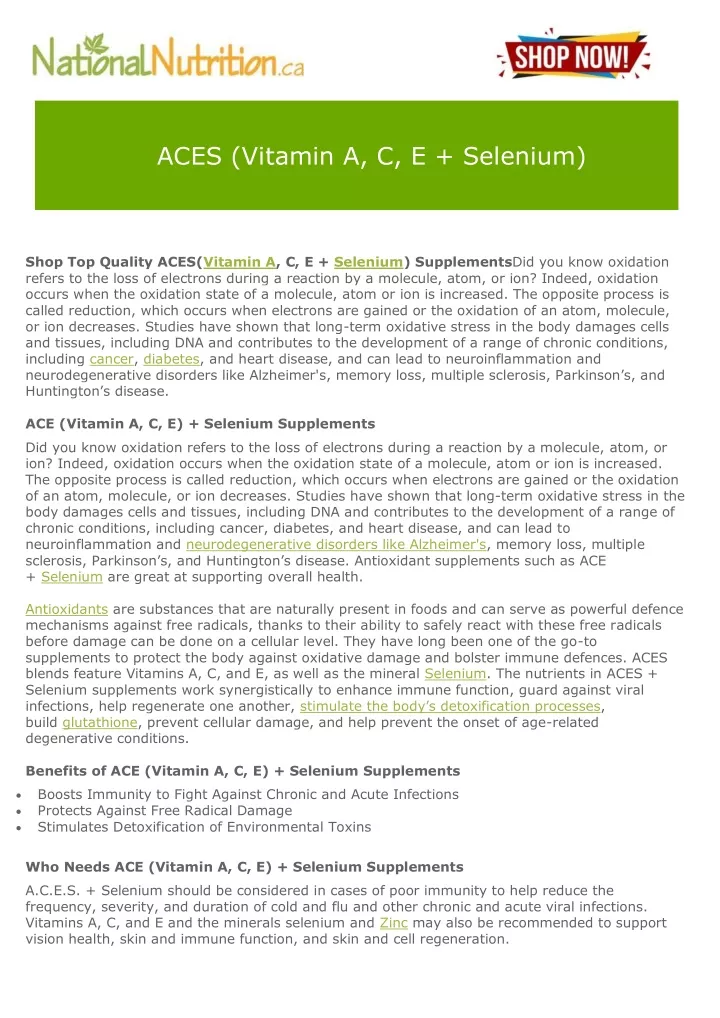 aces vitamin a c e selenium
