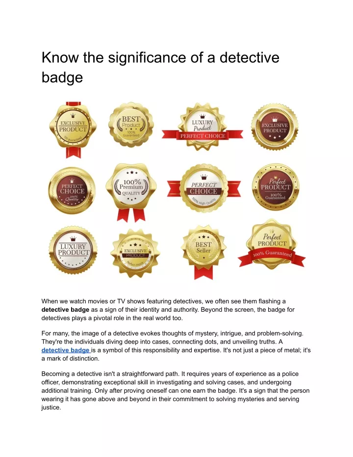 know the significance of a detective badge