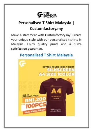 Personalised T Shirt Malaysia  Customfactory.my