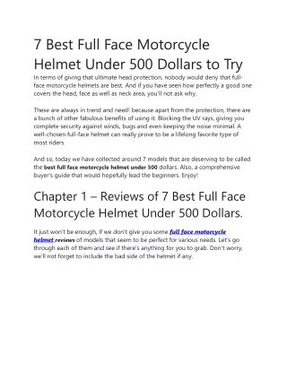 7 Best Full Face Motorcycle Helmet Under 500 Dollars to Try