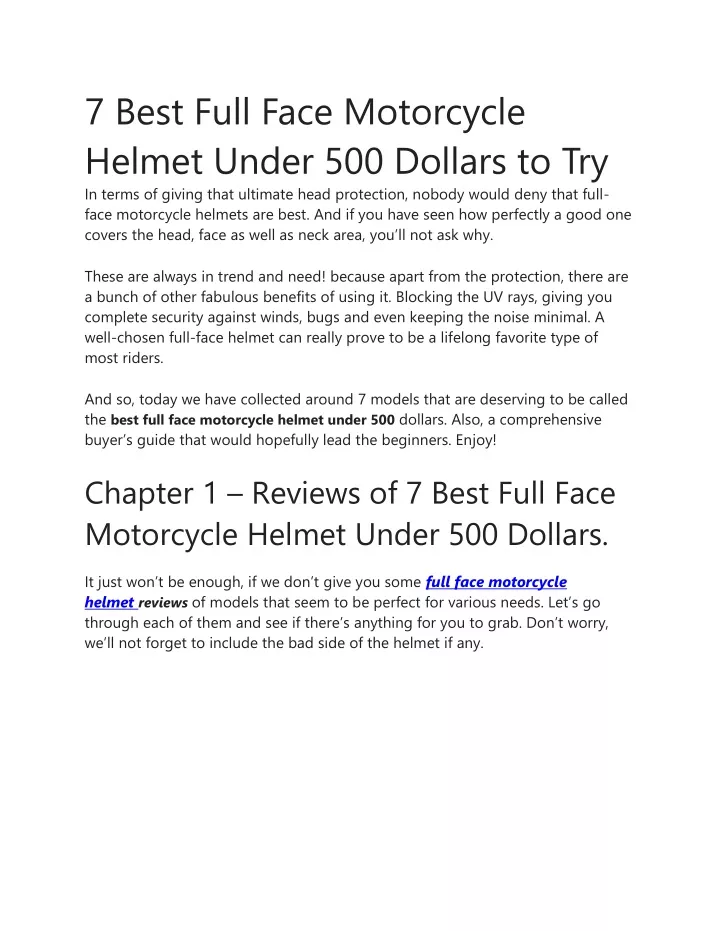 7 best full face motorcycle helmet under