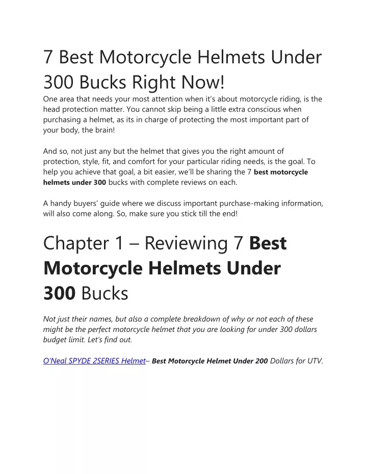 7 best motorcycle helmets under 300 bucks right