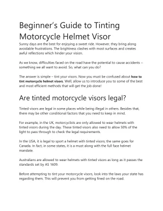 Beginner’s Guide to Tinting Motorcycle Helmet Visor