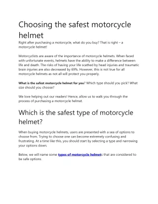 Choosing the safest motorcycle helmet
