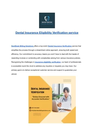 Dental Insurance Eligibility Verification service