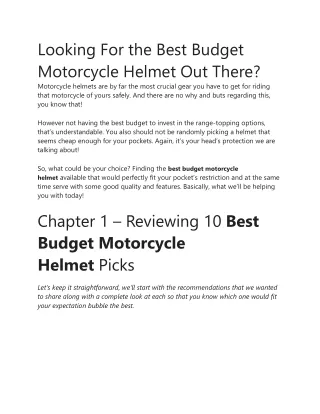 Looking For the Best Budget Motorcycle Helmet Out There