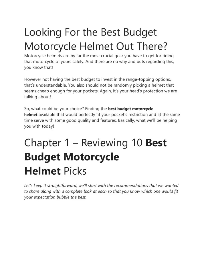 looking for the best budget motorcycle helmet