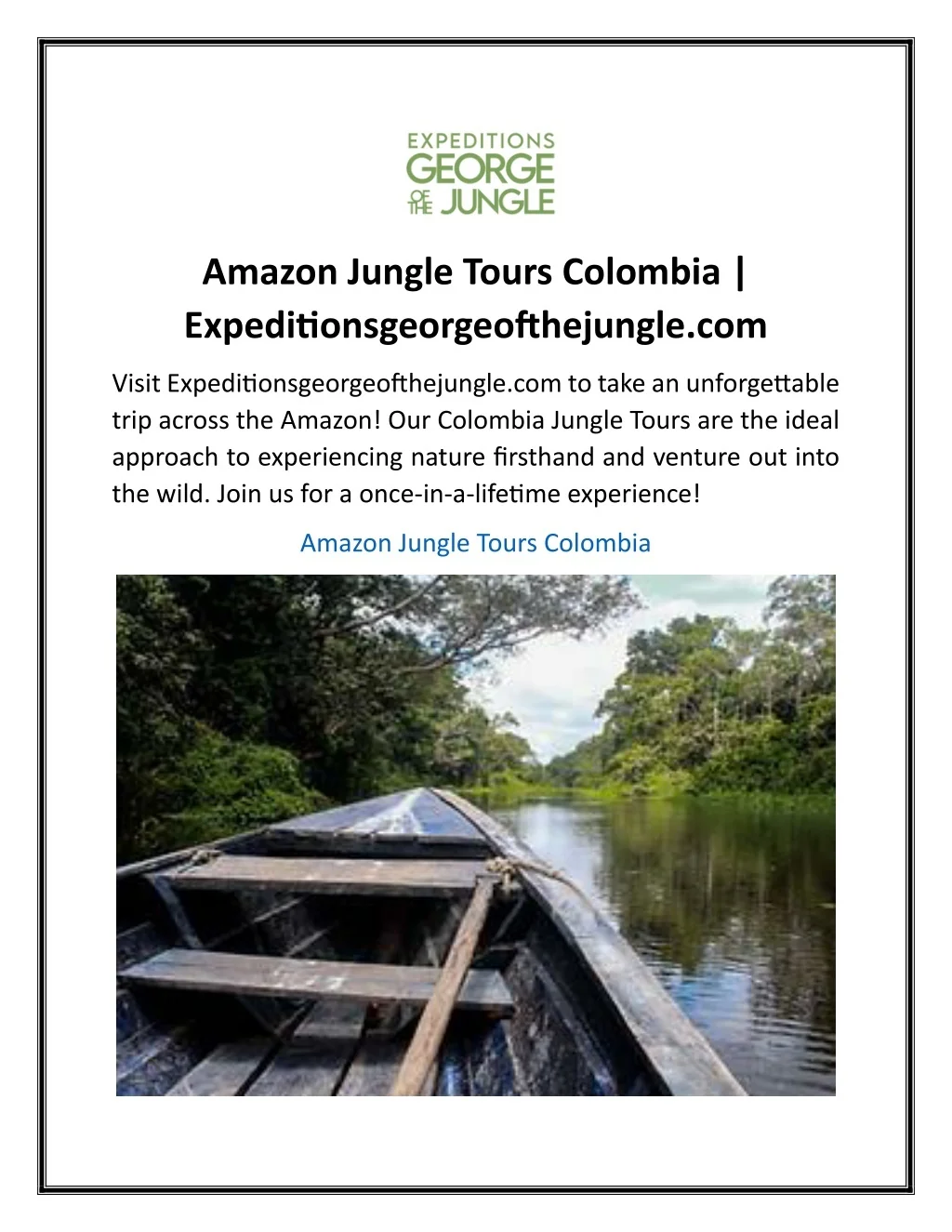 PPT - Amazon Jungle Tours Colombia Expeditionsgeorgeofthejungle ...