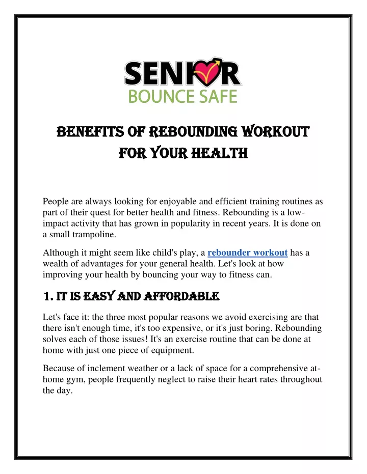benefits of rebounding workout benefits
