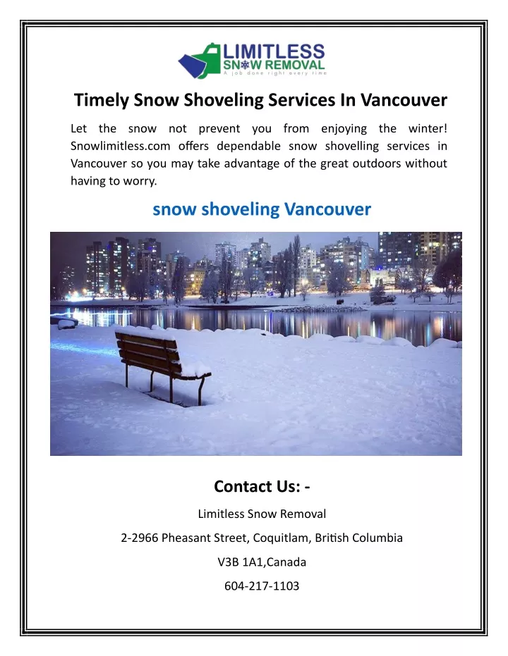 timely snow shoveling services in vancouver