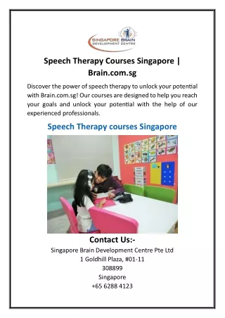 Speech Therapy Courses Singapore  Brain.com.sg