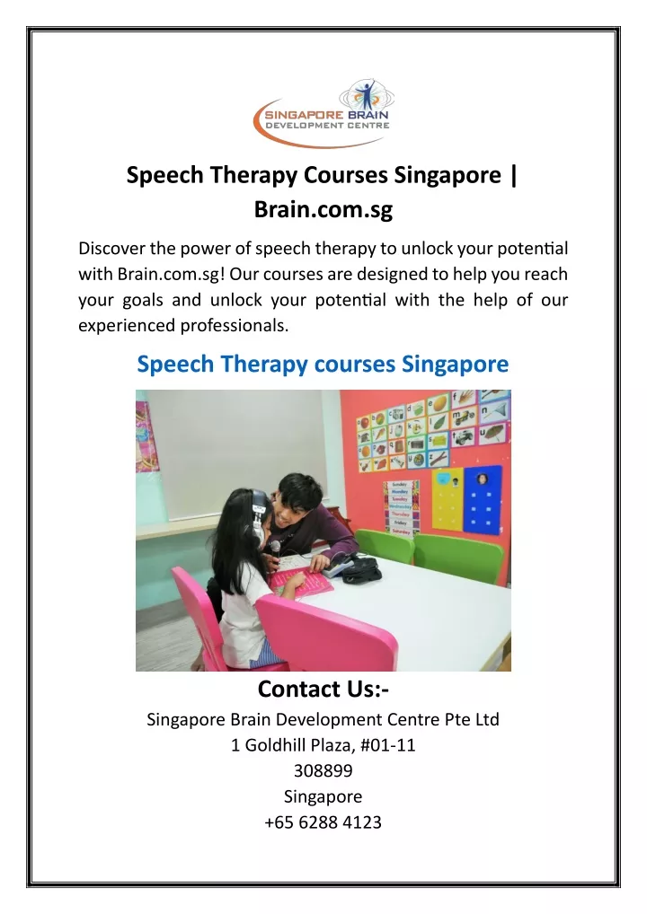 speech therapy courses singapore brain com sg