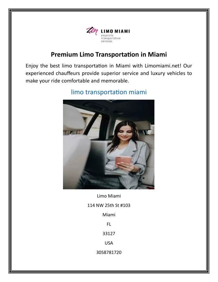 premium limo transportation in miami