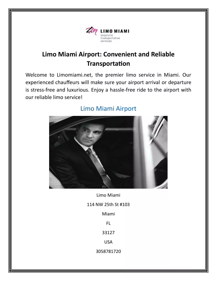 limo miami airport convenient and reliable