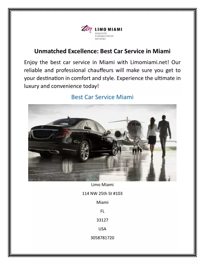 unmatched excellence best car service in miami