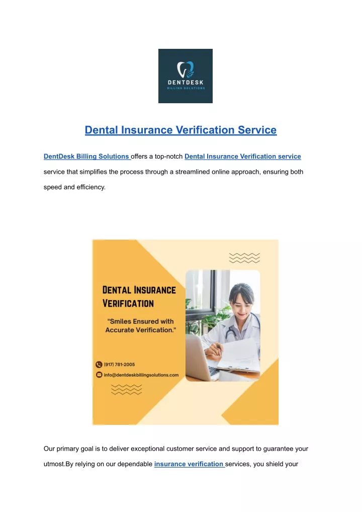 dental insurance verification service