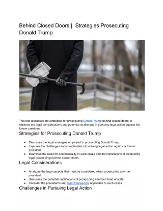 Behind Closed Doors _  Strategies Prosecuting Donald Trump