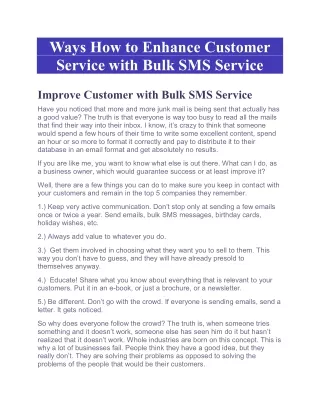 ways how to enhance customer service with bulk