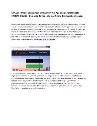 CANADA  Official Government Immigration Visa Application FOR FRENCH CITIZENS ONL